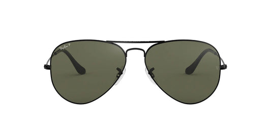 Aviator sunglasses totally in black, sleek black frame with dark lenses